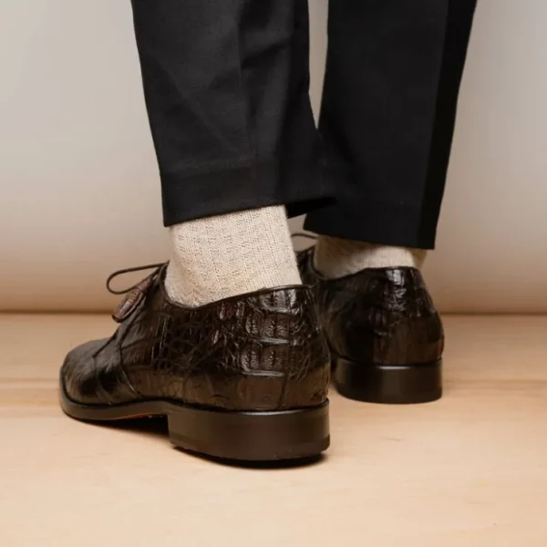 Hot Marco di Milano Lacio Caiman Crocodile Derby Brown