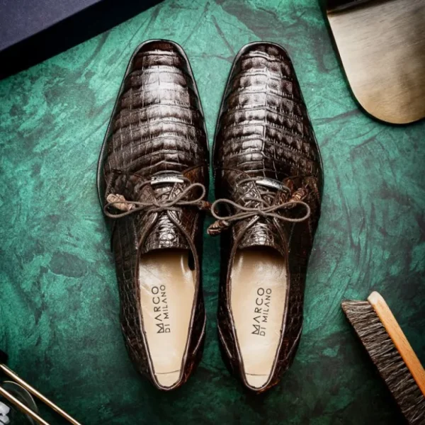 Hot Marco di Milano Lacio Caiman Crocodile Derby Brown
