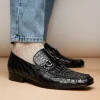 Best Sale Marco di Milano Landro Caiman Crocodile Bit Loafers Black