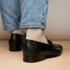 Best Sale Marco di Milano Landro Caiman Crocodile Bit Loafers Black
