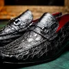Best Sale Marco di Milano Landro Caiman Crocodile Bit Loafers Black