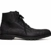 Flash Sale Marco di Milano Leoni Caiman Crocodile Lace Up Boots Oil Black OilBlack