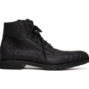Flash Sale Marco di Milano Leoni Caiman Crocodile Lace Up Boots Oil Black OilBlack