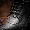 Flash Sale Marco di Milano Leoni Caiman Crocodile Lace Up Boots Oil Black OilBlack