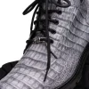 Hot Marco di Milano Leoni Caiman Crocodile Lace Up Boots Oil Gray OilGray