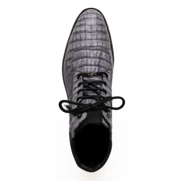 Hot Marco di Milano Leoni Caiman Crocodile Lace Up Boots Oil Gray OilGray