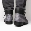 Hot Marco di Milano Leoni Caiman Crocodile Lace Up Boots Oil Gray OilGray