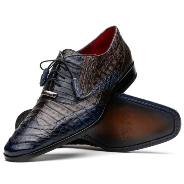 Online Marco di Milano Luciano Caiman Crocodile Wingtip Shoes Navy / Brown