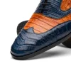 Outlet Marco di Milano Luciano Caiman Crocodile Wingtip Shoes Blue / Brandy