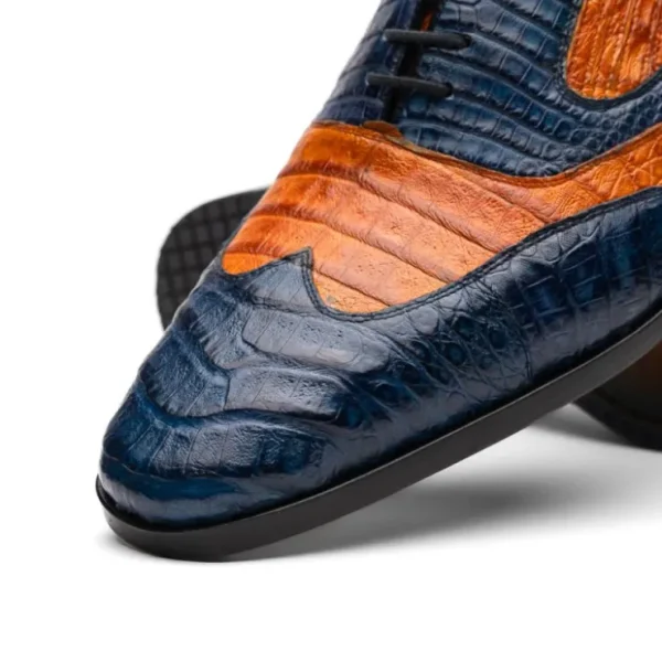marco_di_milano_luciano_c_3-1.webp Outlet Marco di Milano Luciano Caiman Crocodile Wingtip Shoes Blue / Brandy