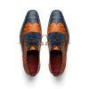 Outlet Marco di Milano Luciano Caiman Crocodile Wingtip Shoes Blue / Brandy