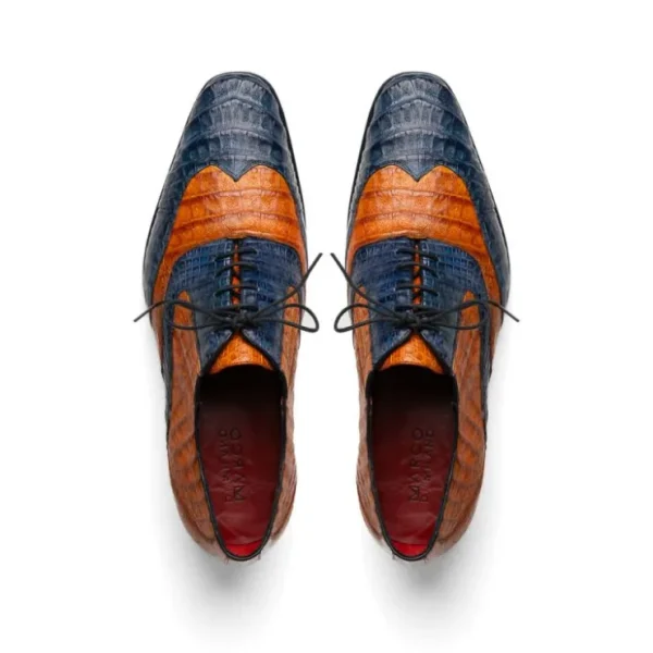 marco_di_milano_luciano_c_4-1.webp Outlet Marco di Milano Luciano Caiman Crocodile Wingtip Shoes Blue / Brandy