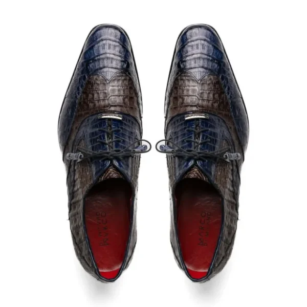 Online Marco di Milano Luciano Caiman Crocodile Wingtip Shoes Navy / Brown