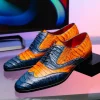 Outlet Marco di Milano Luciano Caiman Crocodile Wingtip Shoes Blue / Brandy