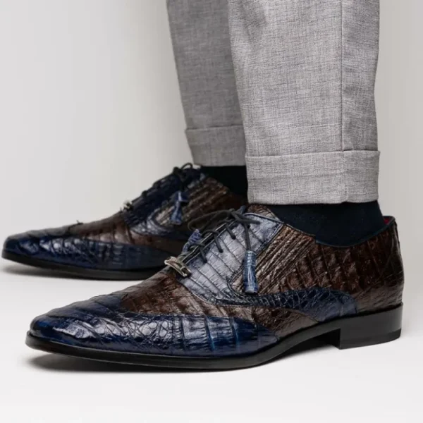 Online Marco di Milano Luciano Caiman Crocodile Wingtip Shoes Navy / Brown
