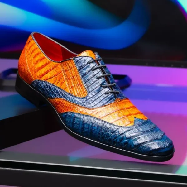 marco_di_milano_luciano_c_6-1.webp Outlet Marco di Milano Luciano Caiman Crocodile Wingtip Shoes Blue / Brandy