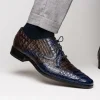 Online Marco di Milano Luciano Caiman Crocodile Wingtip Shoes Navy / Brown