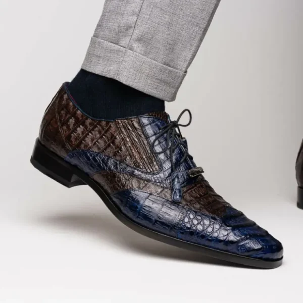 Online Marco di Milano Luciano Caiman Crocodile Wingtip Shoes Navy / Brown