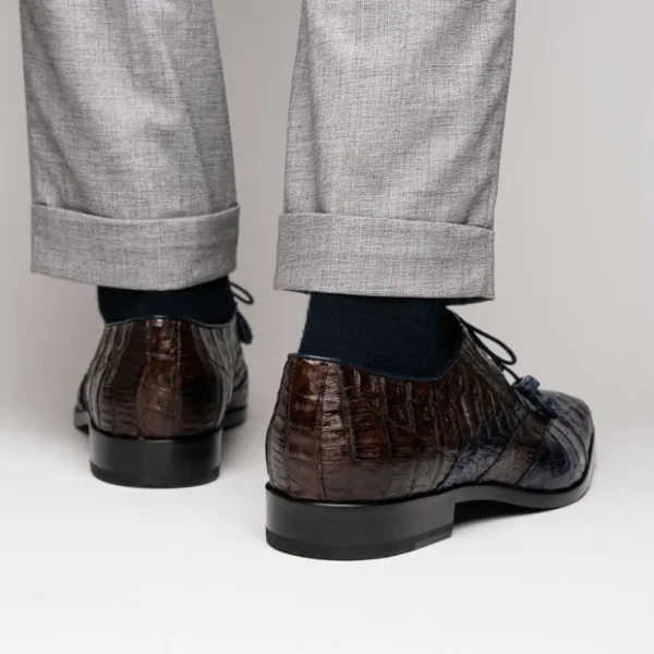 Online Marco di Milano Luciano Caiman Crocodile Wingtip Shoes Navy / Brown
