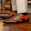 Hot Marco di Milano Luciano Caiman Crocodile Wingtip Shoes Cognac / Brown