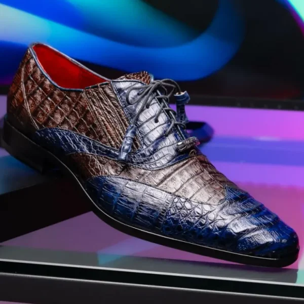 Online Marco di Milano Luciano Caiman Crocodile Wingtip Shoes Navy / Brown