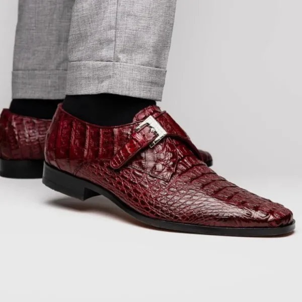 Cheap Marco di Milano Luigi Caiman Crocodile Monk Strap Wine