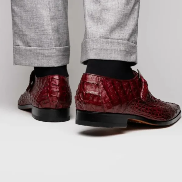 Cheap Marco di Milano Luigi Caiman Crocodile Monk Strap Wine