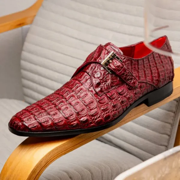 Cheap Marco di Milano Luigi Caiman Crocodile Monk Strap Wine