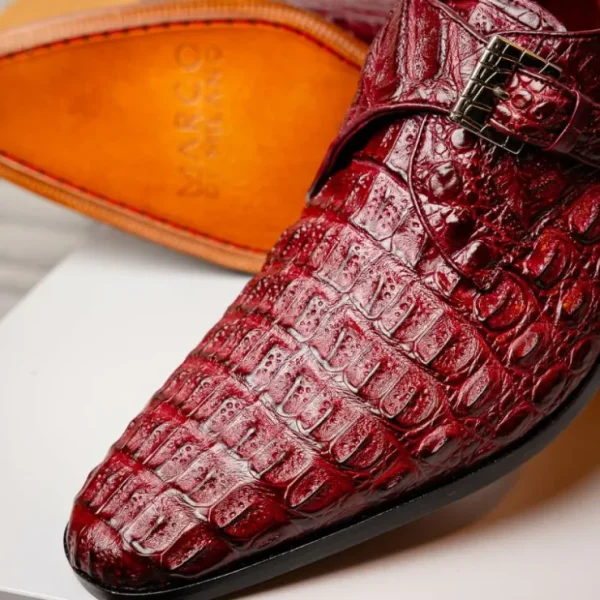 Cheap Marco di Milano Luigi Caiman Crocodile Monk Strap Wine