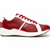 Discount Marco di Milano Lyon II Ostrich Quill & Calfskin Sneakers Red / White