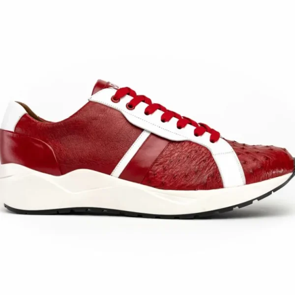 marco_di_milano_lyon_ii_o_0-3.webp Discount Marco di Milano Lyon II Ostrich Quill & Calfskin Sneakers Red / White