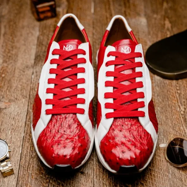 marco_di_milano_lyon_ii_o_12-3.webp Discount Marco di Milano Lyon II Ostrich Quill & Calfskin Sneakers Red / White