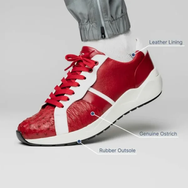marco_di_milano_lyon_ii_o_13-3.webp Discount Marco di Milano Lyon II Ostrich Quill & Calfskin Sneakers Red / White