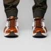 Cheap Marco di Milano Lyon II Ostrich Quill & Calfskin Sneakers Brandy / White