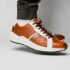 Cheap Marco di Milano Lyon II Ostrich Quill & Calfskin Sneakers Brandy / White