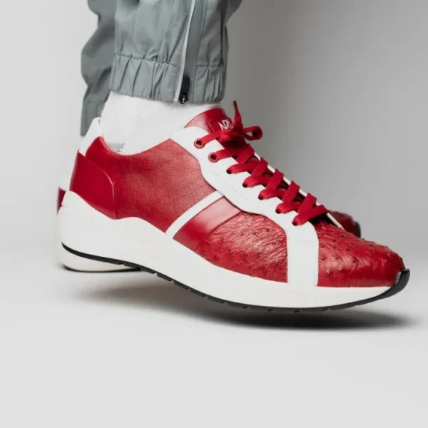 marco_di_milano_lyon_ii_o_15-2.webp Discount Marco di Milano Lyon II Ostrich Quill & Calfskin Sneakers Red / White