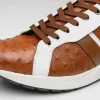 Cheap Marco di Milano Lyon II Ostrich Quill & Calfskin Sneakers Brandy / White