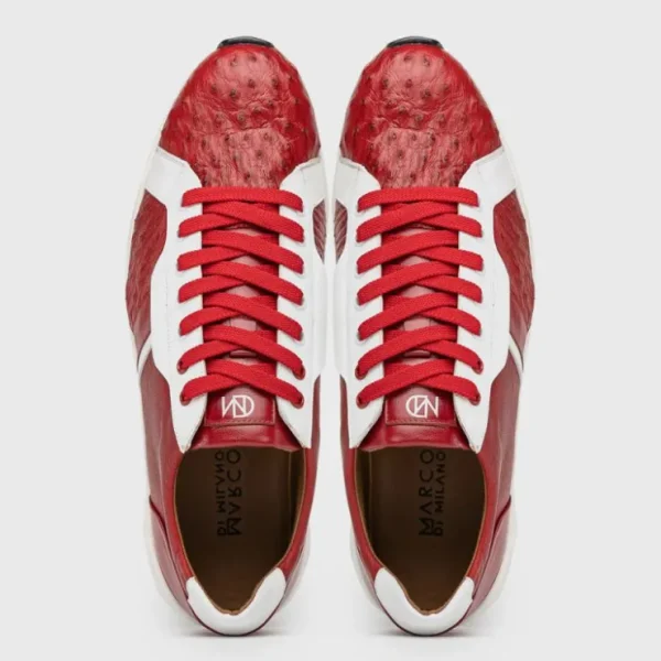 marco_di_milano_lyon_ii_o_3-3.webp Discount Marco di Milano Lyon II Ostrich Quill & Calfskin Sneakers Red / White