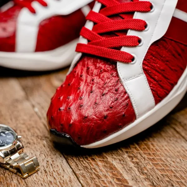 marco_di_milano_lyon_ii_o_7-3.webp Discount Marco di Milano Lyon II Ostrich Quill & Calfskin Sneakers Red / White