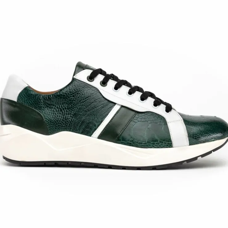 Hot Marco di Milano Lyon Ostrich Leg & Calfskin Sneakers Green / White