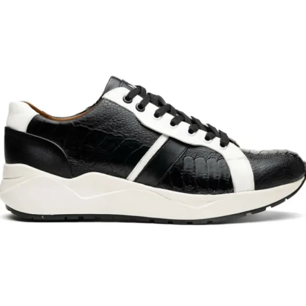 marco_di_milano_lyon_ostr_0.webp Clearance Marco di Milano Lyon Ostrich Leg & Calfskin Sneakers Black / White