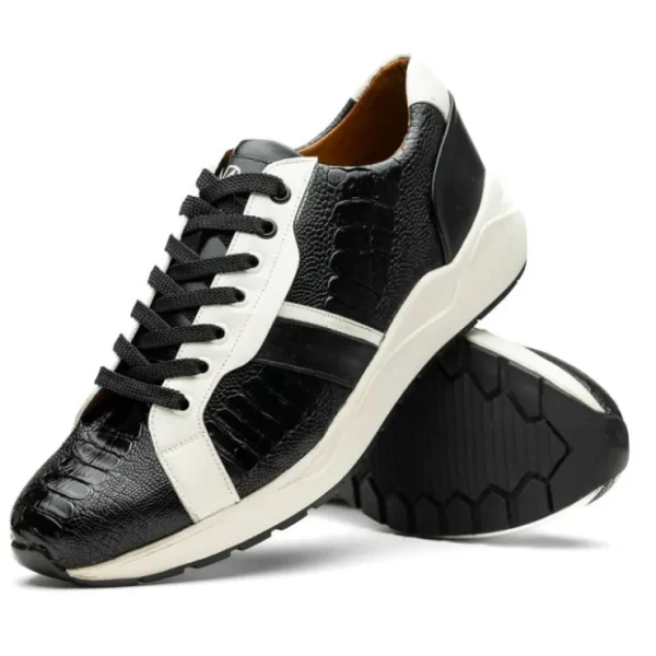 marco_di_milano_lyon_ostr_1.webp Clearance Marco di Milano Lyon Ostrich Leg & Calfskin Sneakers Black / White