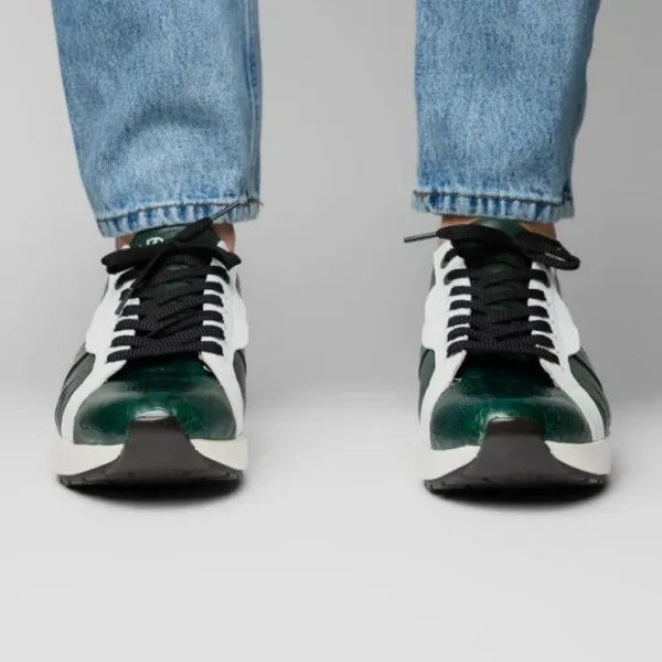 Hot Marco di Milano Lyon Ostrich Leg & Calfskin Sneakers Green / White