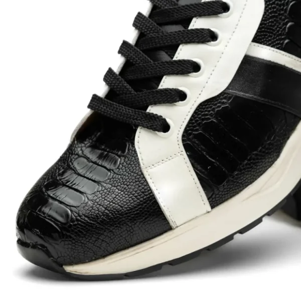 marco_di_milano_lyon_ostr_2.webp Clearance Marco di Milano Lyon Ostrich Leg & Calfskin Sneakers Black / White
