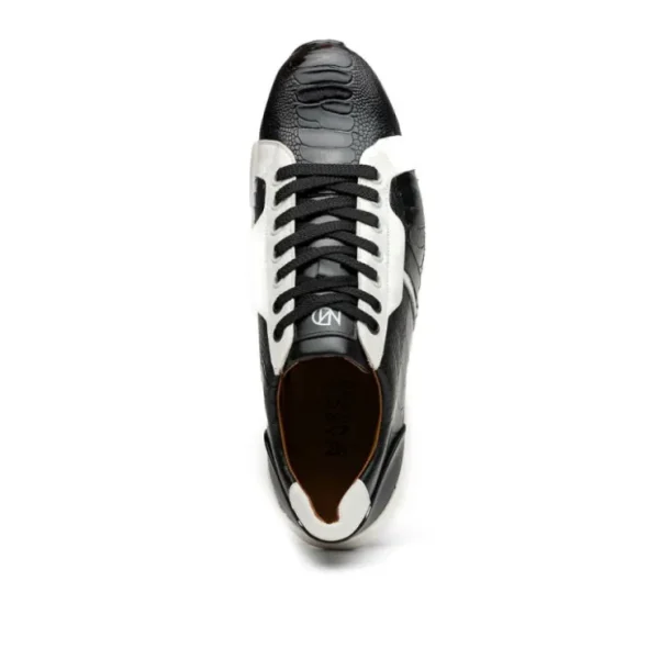 marco_di_milano_lyon_ostr_3.webp Clearance Marco di Milano Lyon Ostrich Leg & Calfskin Sneakers Black / White