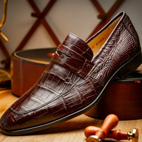Cheap Marco di Milano Matteo Alligator Penny Loafer Brown