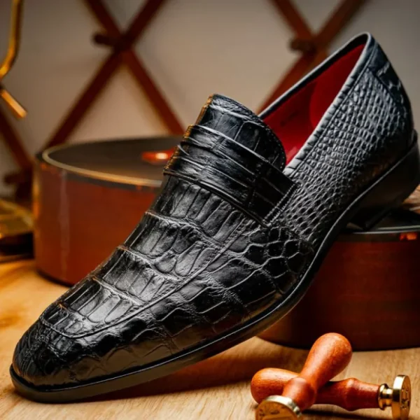Cheap Marco di Milano Matteo Alligator Penny Loafer Black