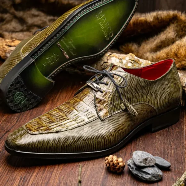 marco_di_milano_merida_ca_7-5.webp Clearance Marco di Milano Merida Caiman & Lizard Derby Olive Green OliveGreen