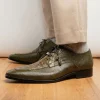 Clearance Marco di Milano Merida Caiman & Lizard Derby Olive Green OliveGreen