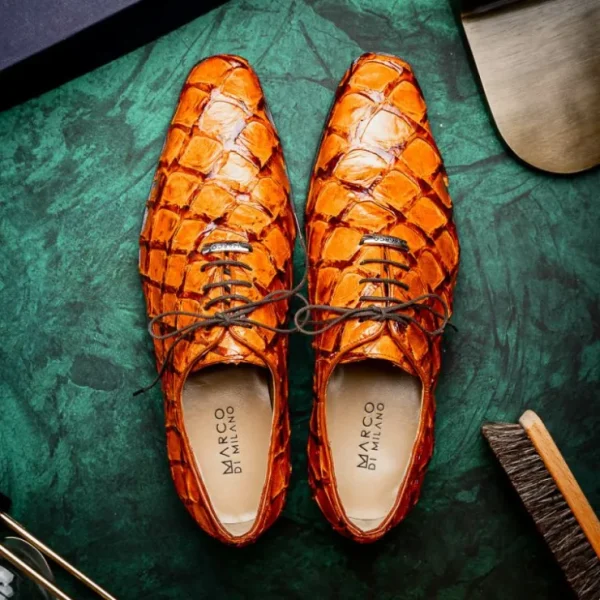 New Marco di Milano Olivieri Pirarucu Dress Oxfords Brandy